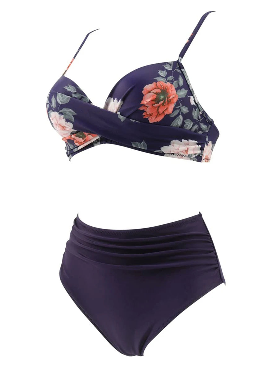 2026 Cross Frill Bikinis Women Swimwear Print Sexy High Waist Swimsuit Female Beachwear Bathers Bathing Swimming Swim Suit