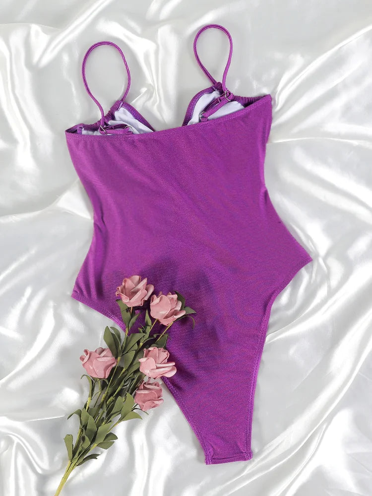 Rinabe String One Piece Suit Whole Swimsuit Hollow Out Women's High-Waisted Swimwear Bathing Suit Solid 2024 Beach Clothes